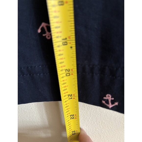 LL Bean Mini Pencil Skirt Size 6 Favorite Fit 100% Cotton Navy W Pink Anchors - Picture 6 of 7
